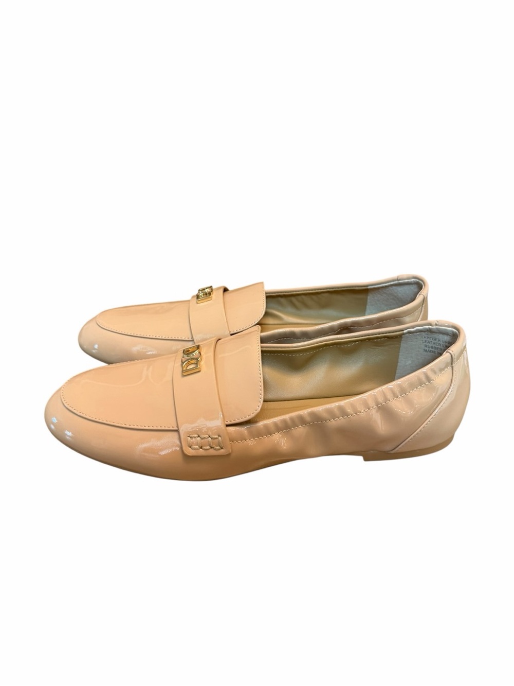 Deltan Womens 8.5M Nude Patent Loafers Comfort Flats Slip On Shoes NWOB